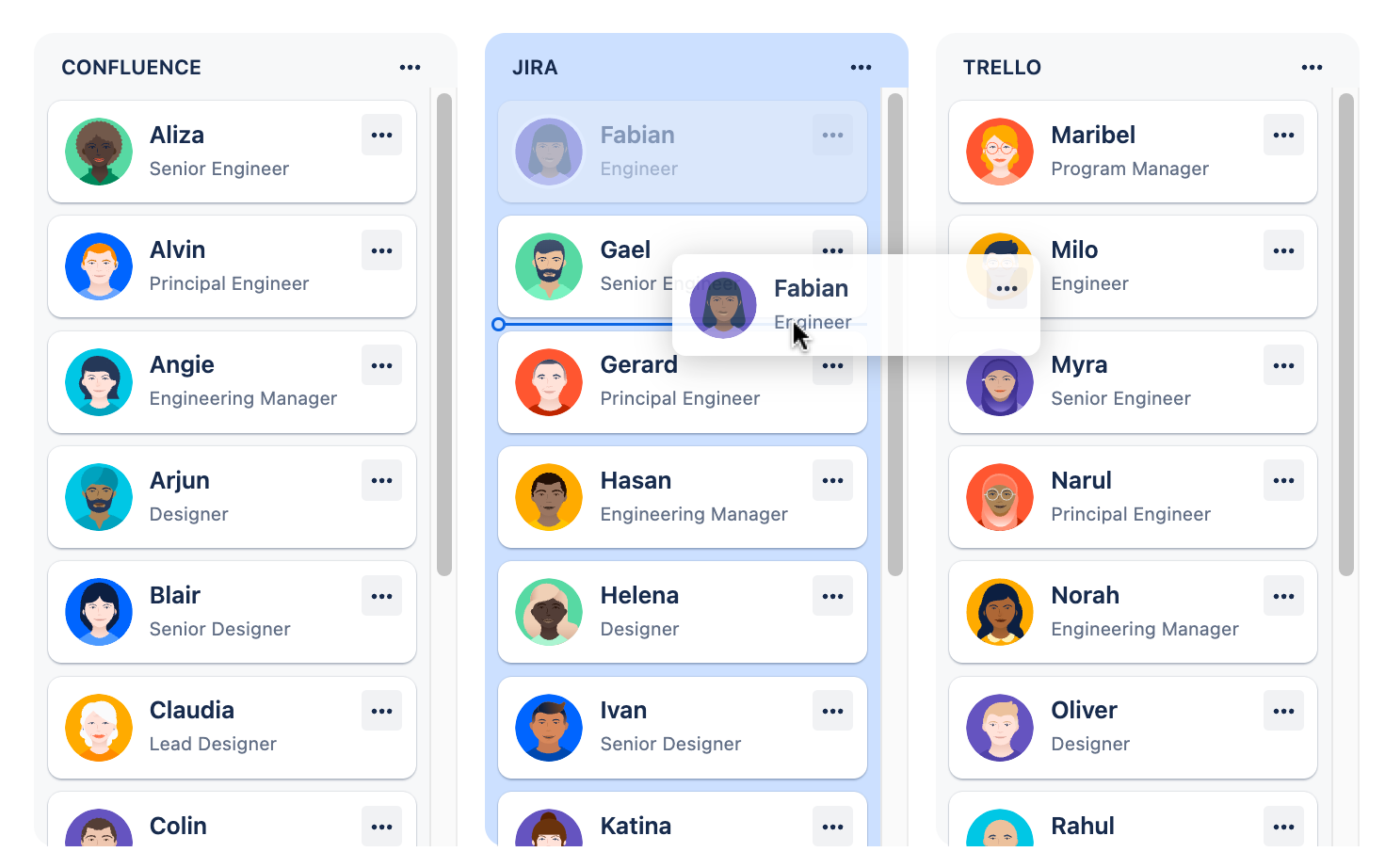 A draggable item left in place during a drag